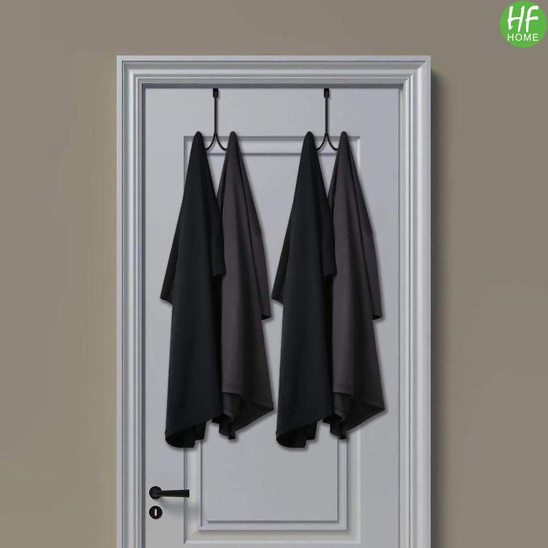 HFHOME 4 عبوات من HFHOME خطافات تعليق مزدوجة فوق الباب، منظم خطافات معدنية مزدوجة لتعليق المعاطف والقبعات والأردية والمناشف - أسود - Image 5